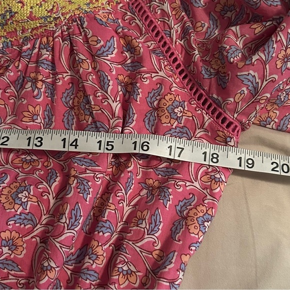 Crew Size 0 Embroidered Romper In Pink Vines Block Print Summer Tassel Floral - Picture 11 of 15